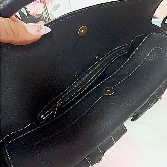 Celine shoulder Leather bag with gold-tone hardware and front buckle pocket - Picture 13 of 14